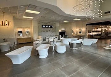 Showroom INterior image of the Facets Kitchen & Bath Showroom at Hughes Supply Huntersville NC