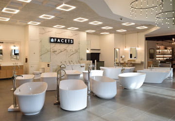 Interior image of the Facets Kitchen & Bath Showroom at Hughes Supply Huntersville NC