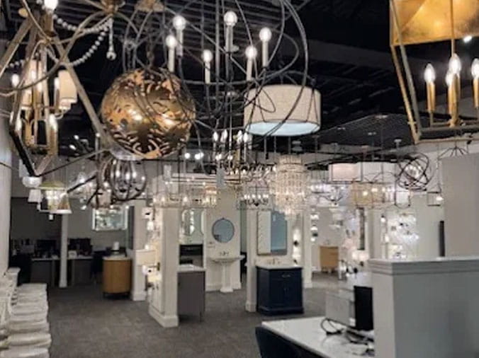 Light and plumbing fixtures at Hughes Supply Huntersville NC Plumbing Showroom